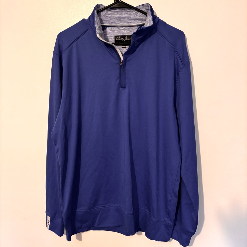 Men’s Bobby Jones Performance Golf 1/4 Zip pullover Large Royal Blue